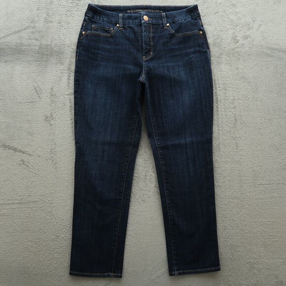 Chico's Jeans Womens 00 US-2 Blue Mid-Rise Slimming Girlfriend Crop 25.5" Inseam - Picture 1 of 16